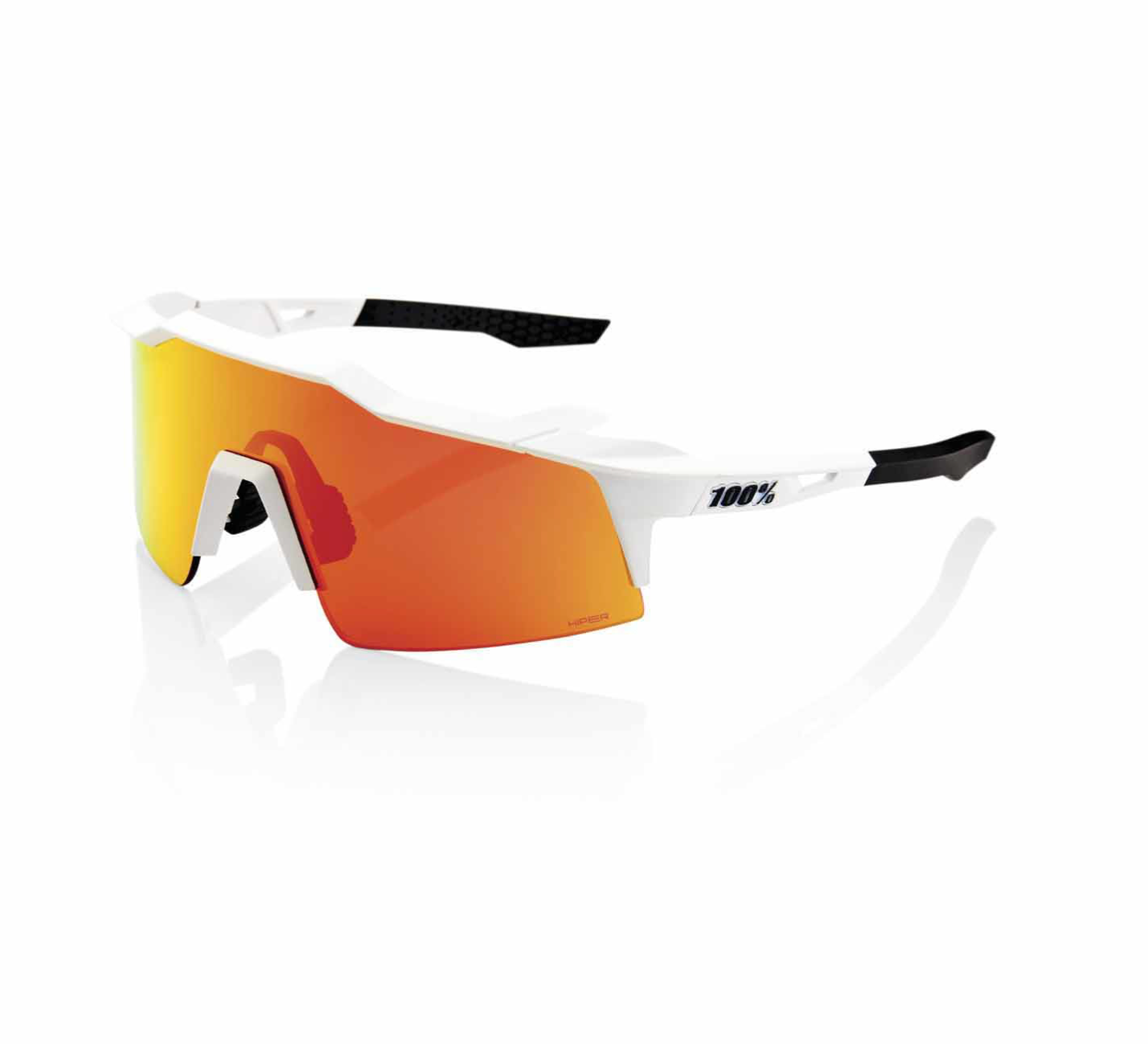 100% Sunglasses SPEEDCRAFT SL - Soft Tact Off White - HiPER Red Mirror Lens