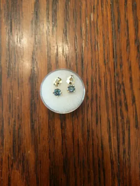 1.30tctw ALL NATURAL BLUE MONTANA SAPPHIRE EARRINGS IN 14K YELLOW GOLD