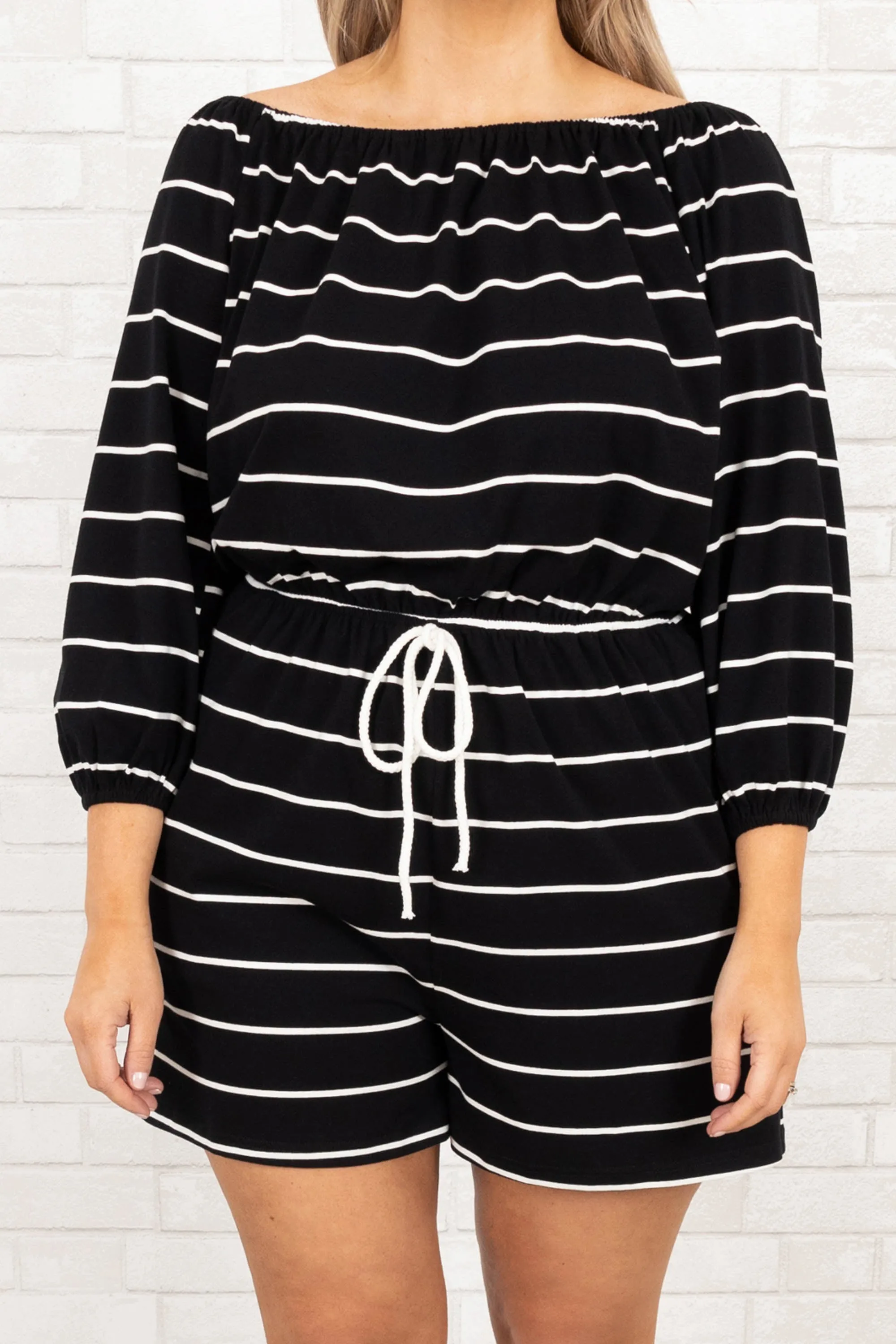 Always Adventuring Romper, Black White