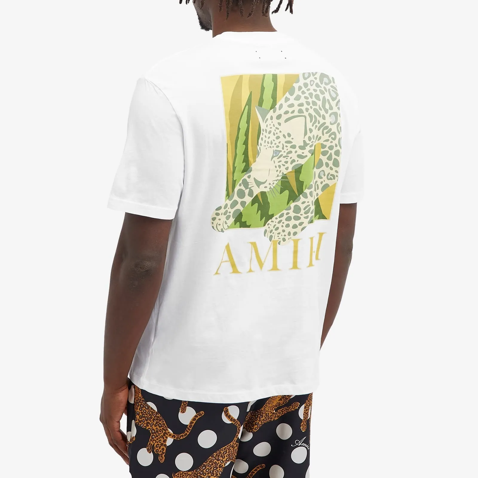 AMIRI  |Crew Neck Leopard Patterns Street Style Cotton Short Sleeves