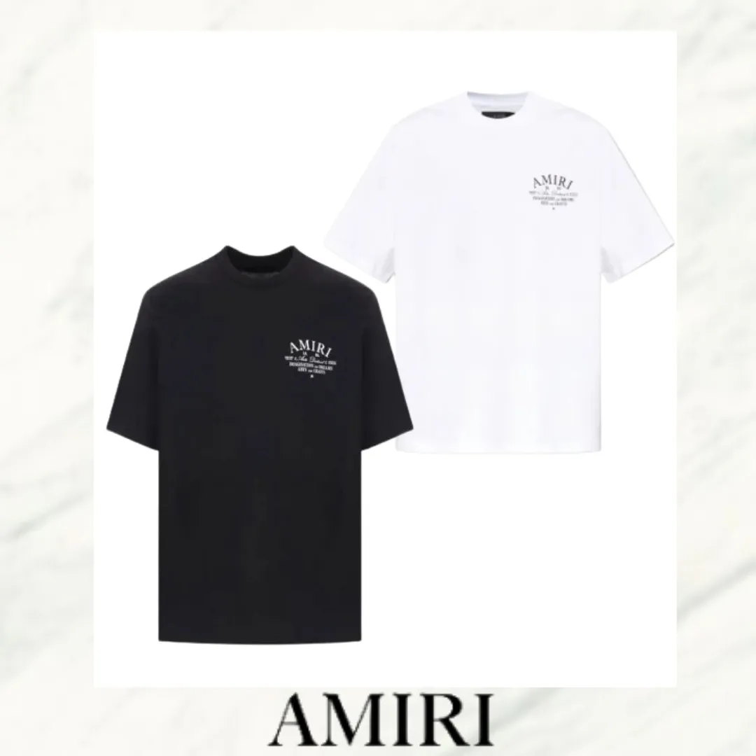 AMIRI  |Crew Neck Street Style Plain Cotton Short Sleeves Logo