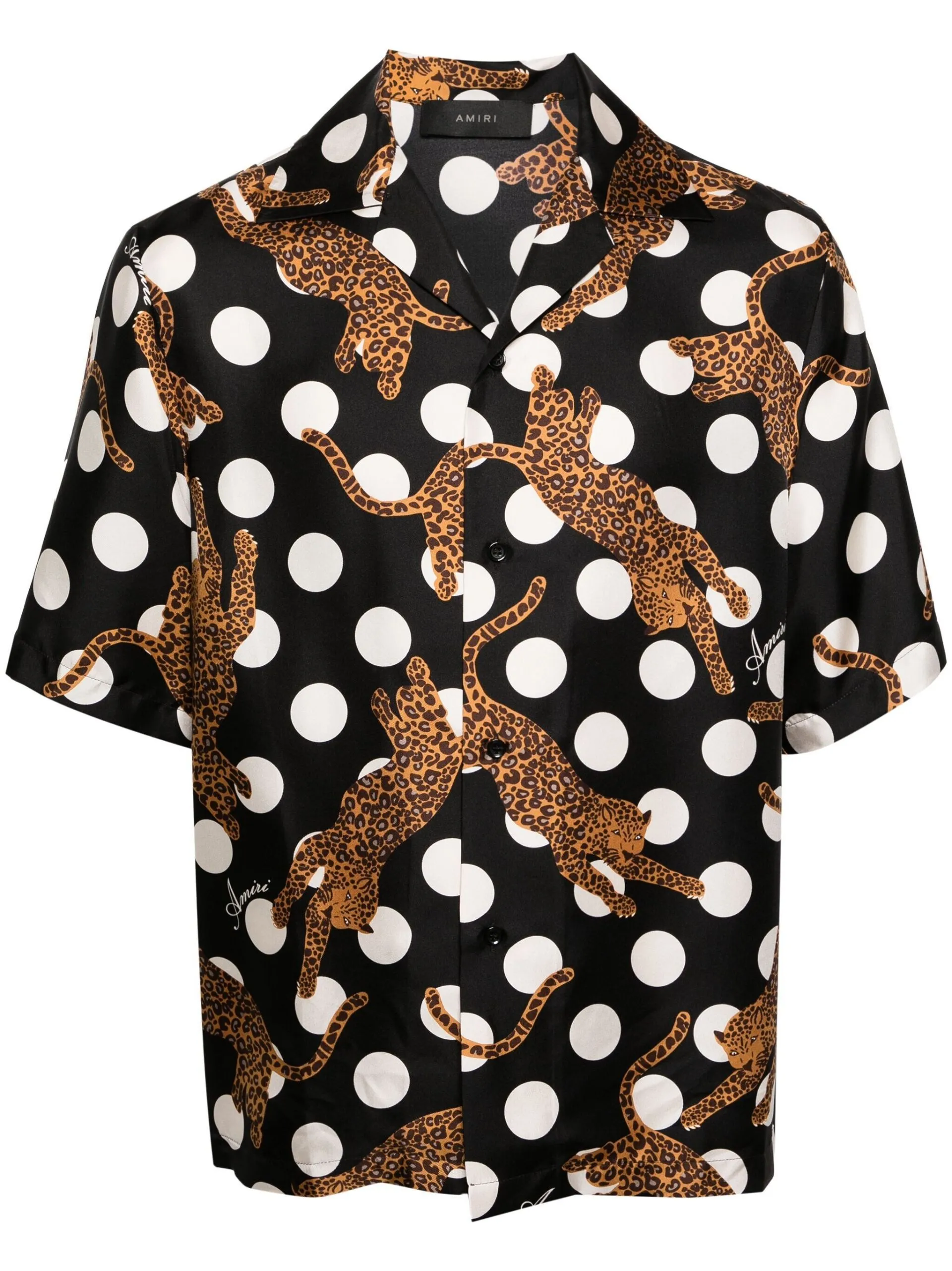 AMIRI  |Dots Leopard Patterns Silk Street Style Short Sleeves Logo