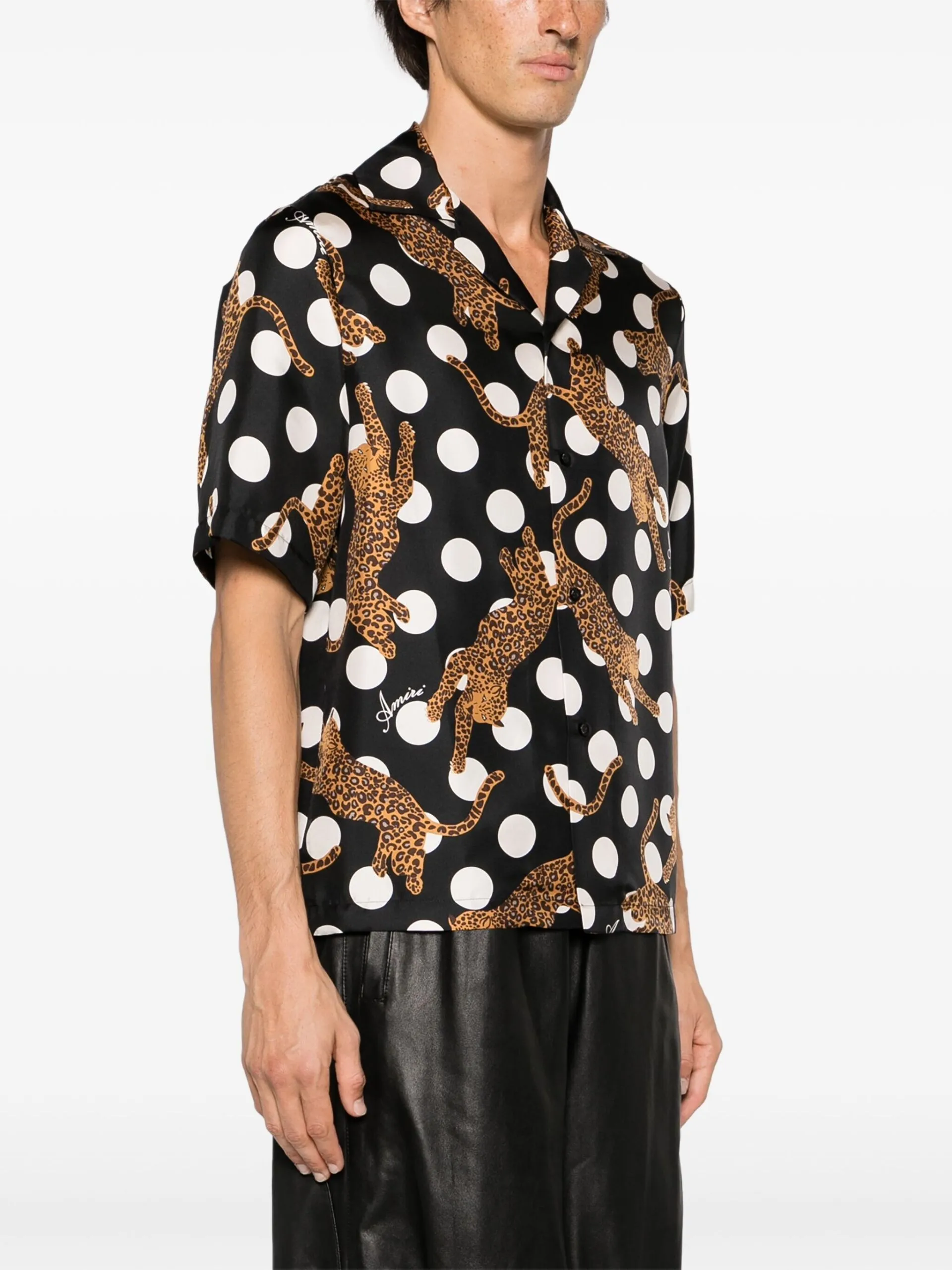 AMIRI  |Dots Leopard Patterns Silk Street Style Short Sleeves Logo