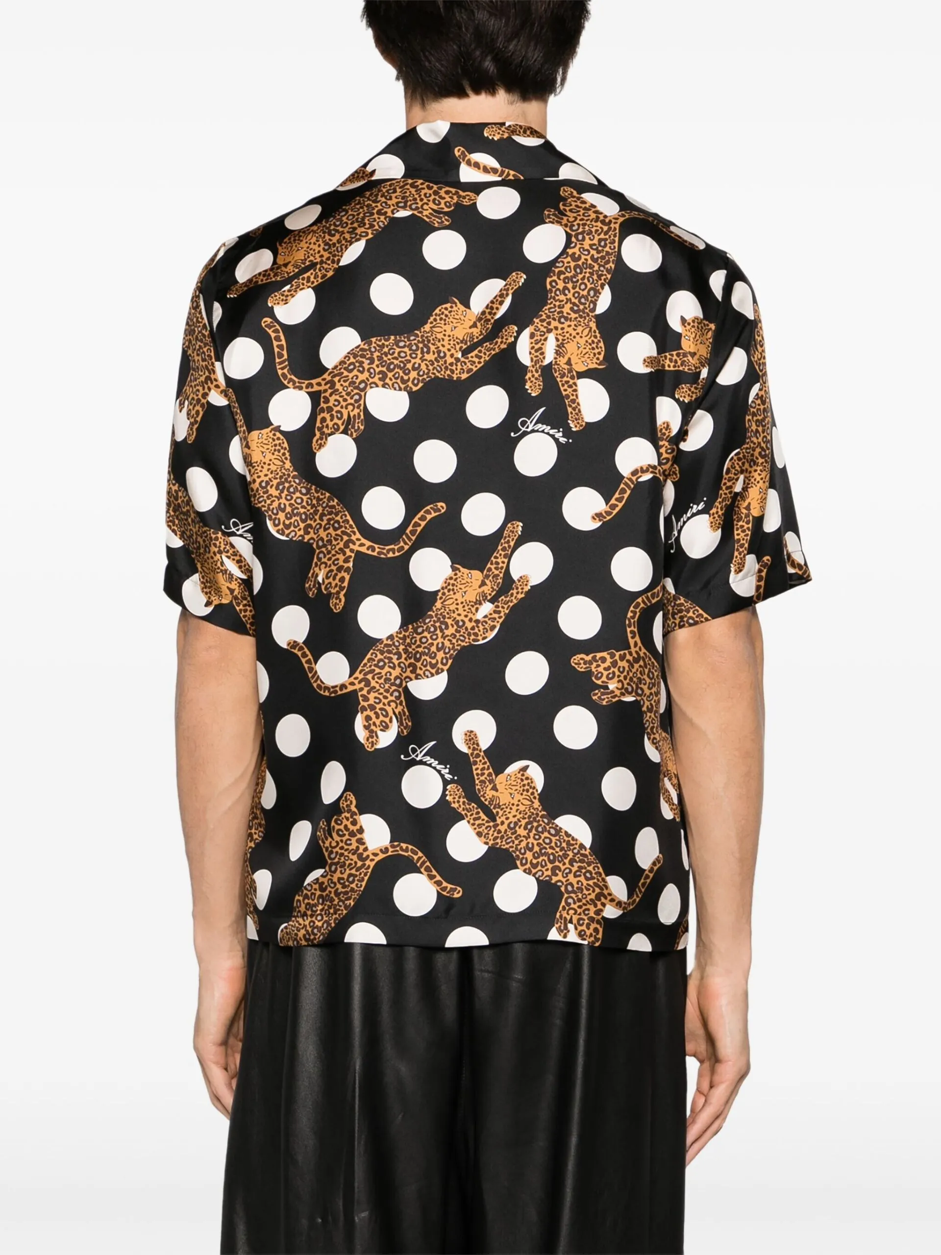 AMIRI  |Dots Leopard Patterns Silk Street Style Short Sleeves Logo