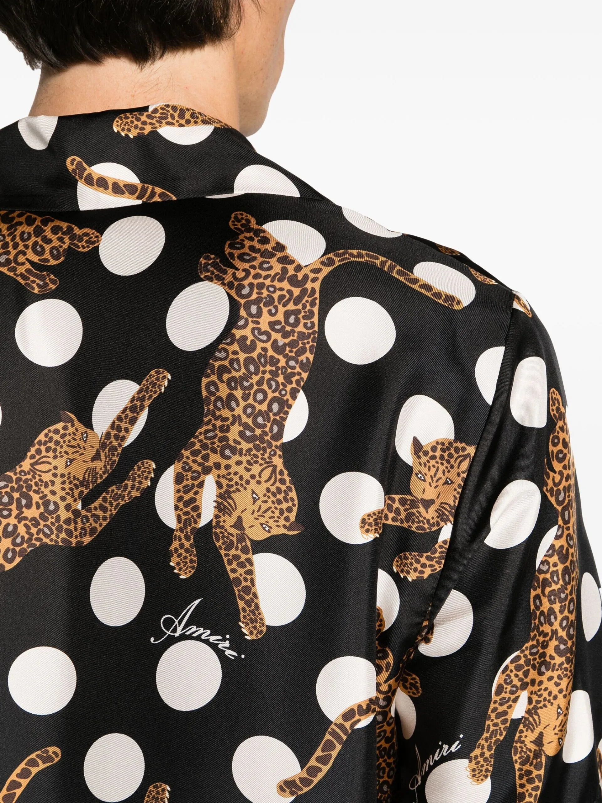 AMIRI  |Dots Leopard Patterns Silk Street Style Short Sleeves Logo