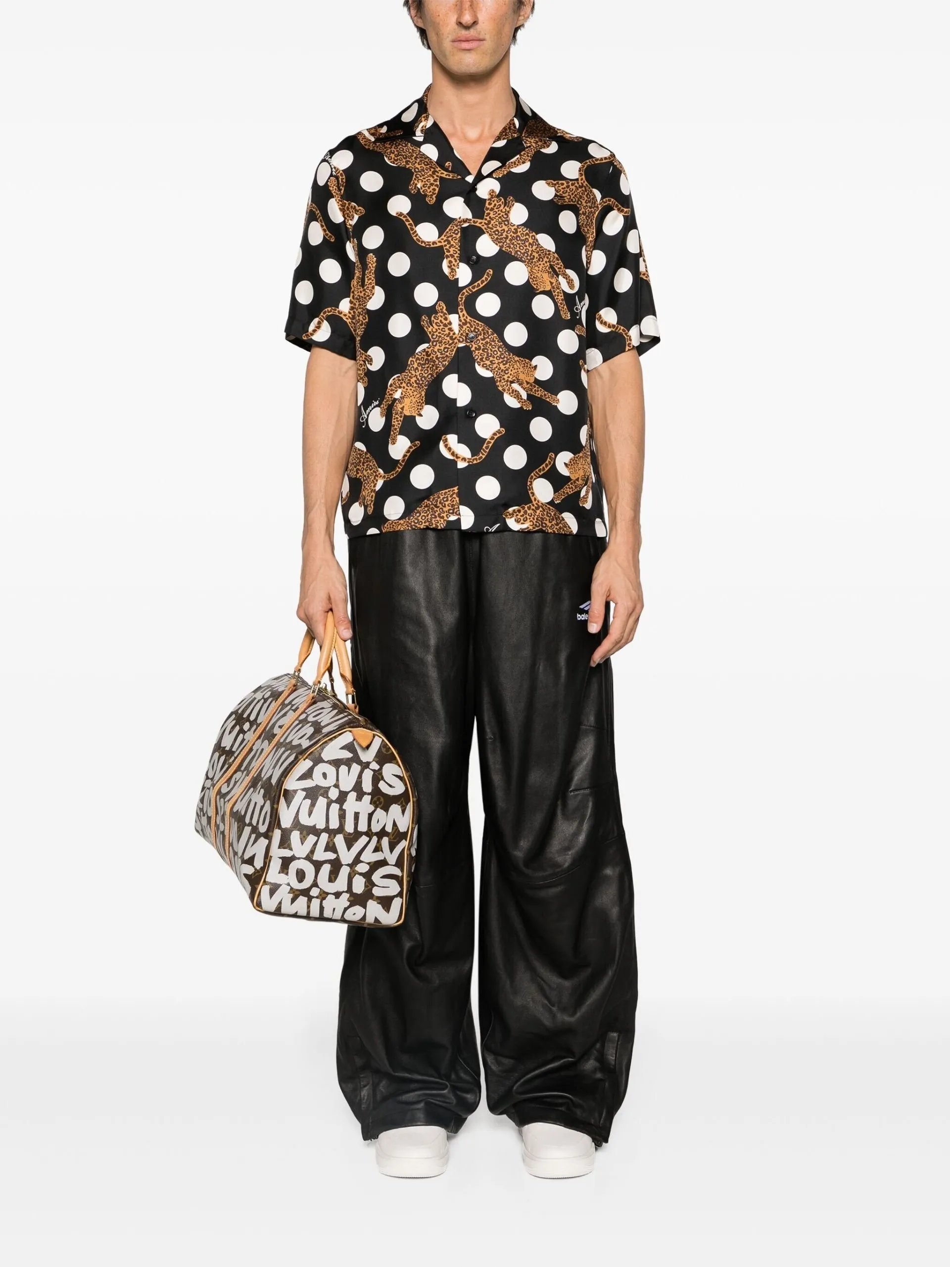 AMIRI  |Dots Leopard Patterns Silk Street Style Short Sleeves Logo