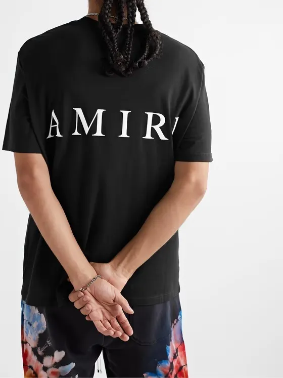 AMIRI  |Unisex Street Style U-Neck Plain Cotton Short Sleeves Logo