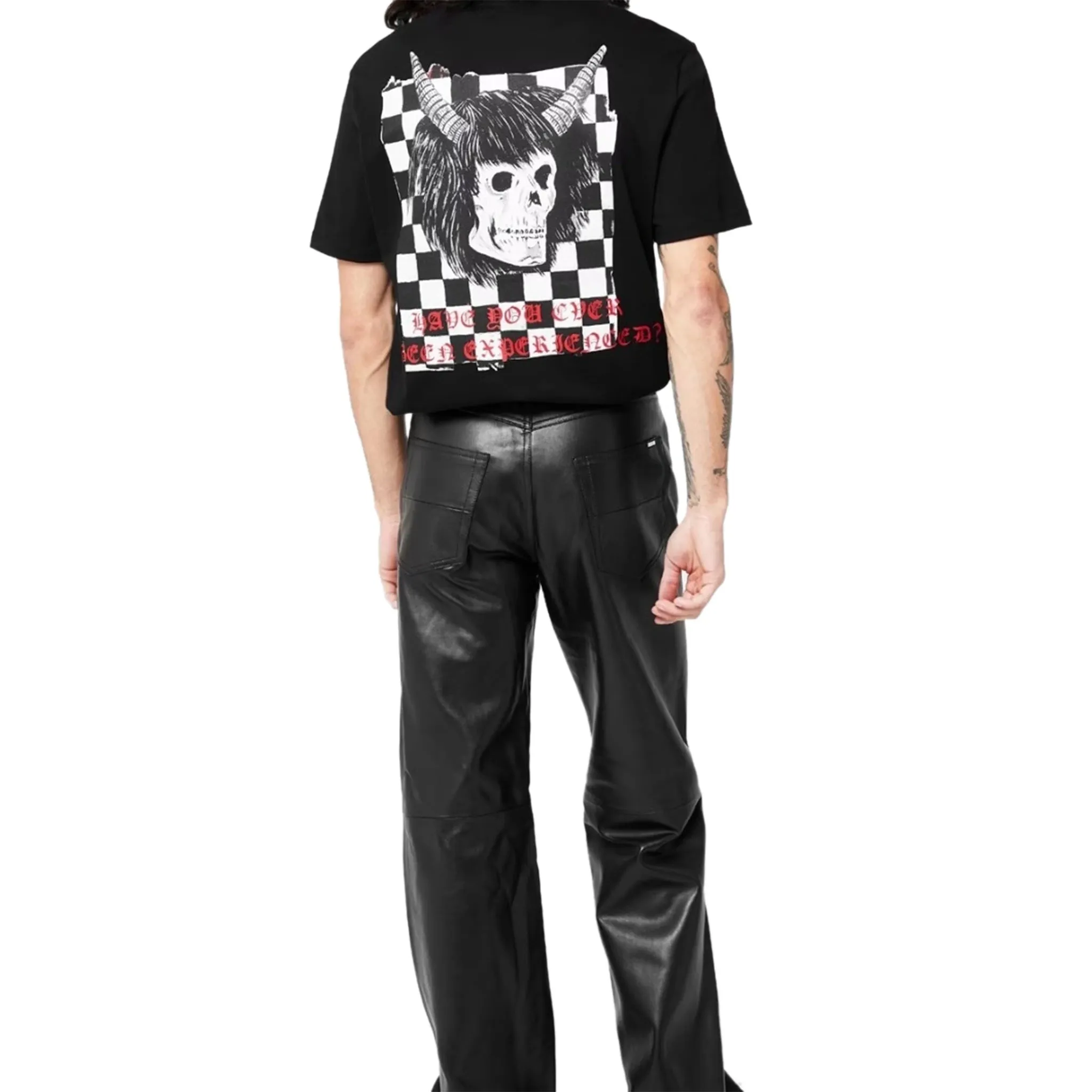 Amiri Wes Lang Checker Skull Black T Shirt