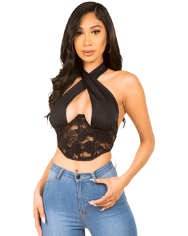 Anyes Cross Wrap Crop Tank Top