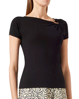 Baobab Short Sleeve Asymmetrical Tee (Black)