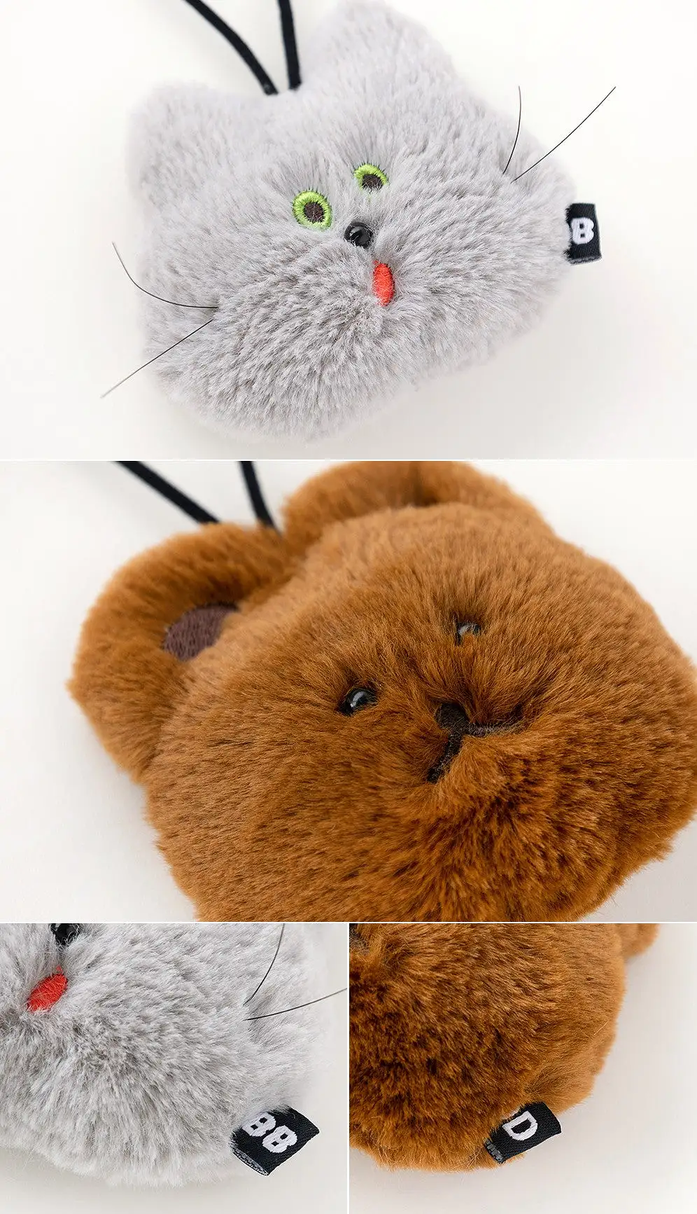 Bear Cat Fur Keyring Totes Mini Handbags Cute Purses Casual Picnic Lunch Boxes