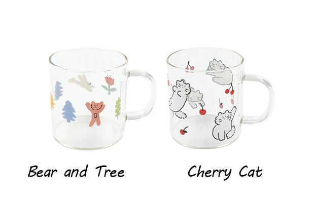 Bear Cats Clear Graphic Mugs Glasses Printed Vintage Retro Style Cups Gifts Kitchen Dinnerware Cold Hot Milk Coffee