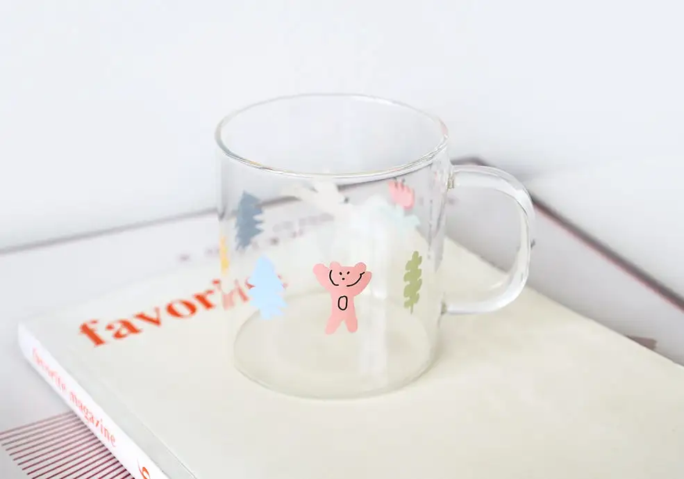 Bear Cats Clear Graphic Mugs Glasses Printed Vintage Retro Style Cups Gifts Kitchen Dinnerware Cold Hot Milk Coffee