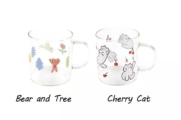 Bear Cats Clear Graphic Mugs Glasses Printed Vintage Retro Style Cups Gifts Kitchen Dinnerware Cold Hot Milk Coffee