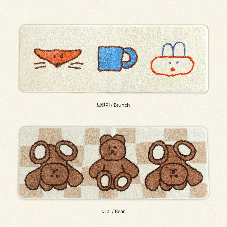 Beige Long Square Cute Animal Floor Mats Rugs Bear Bathroom Home Decor Bedroom Door Foot Pads Anti-slip Gifts