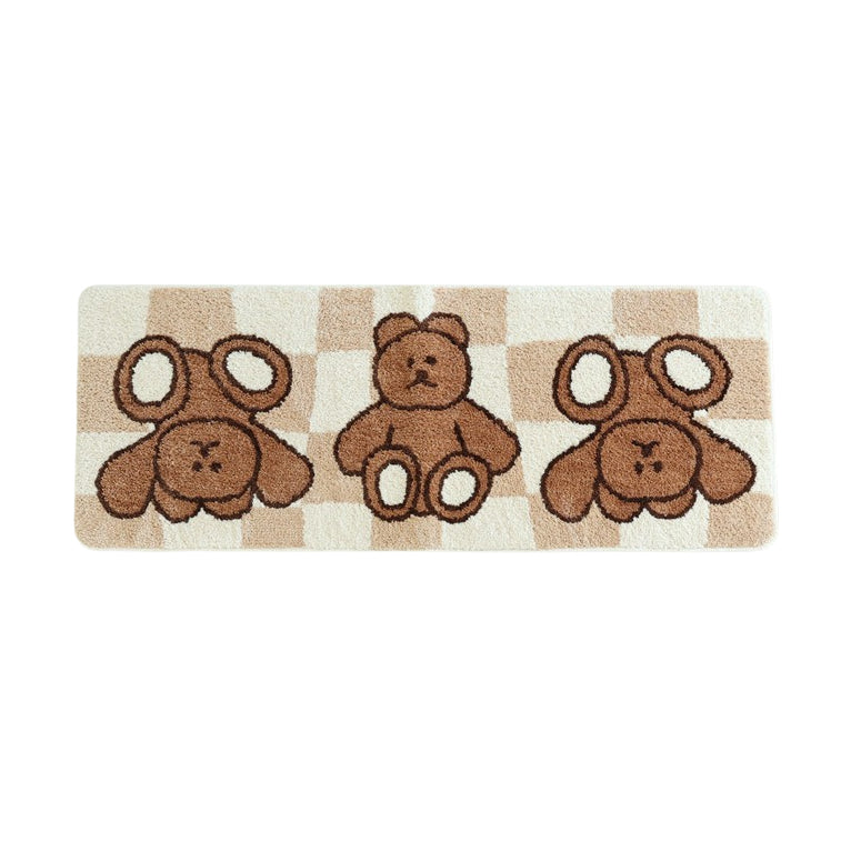 Beige Long Square Cute Animal Floor Mats Rugs Bear Bathroom Home Decor Bedroom Door Foot Pads Anti-slip Gifts