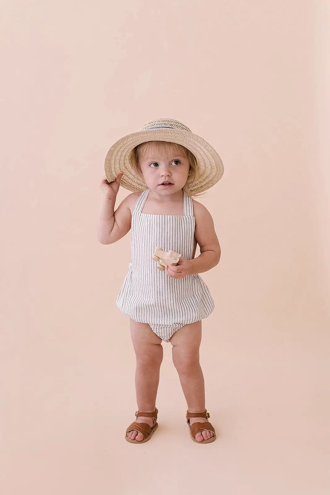 Black & White Striped Halter Romper