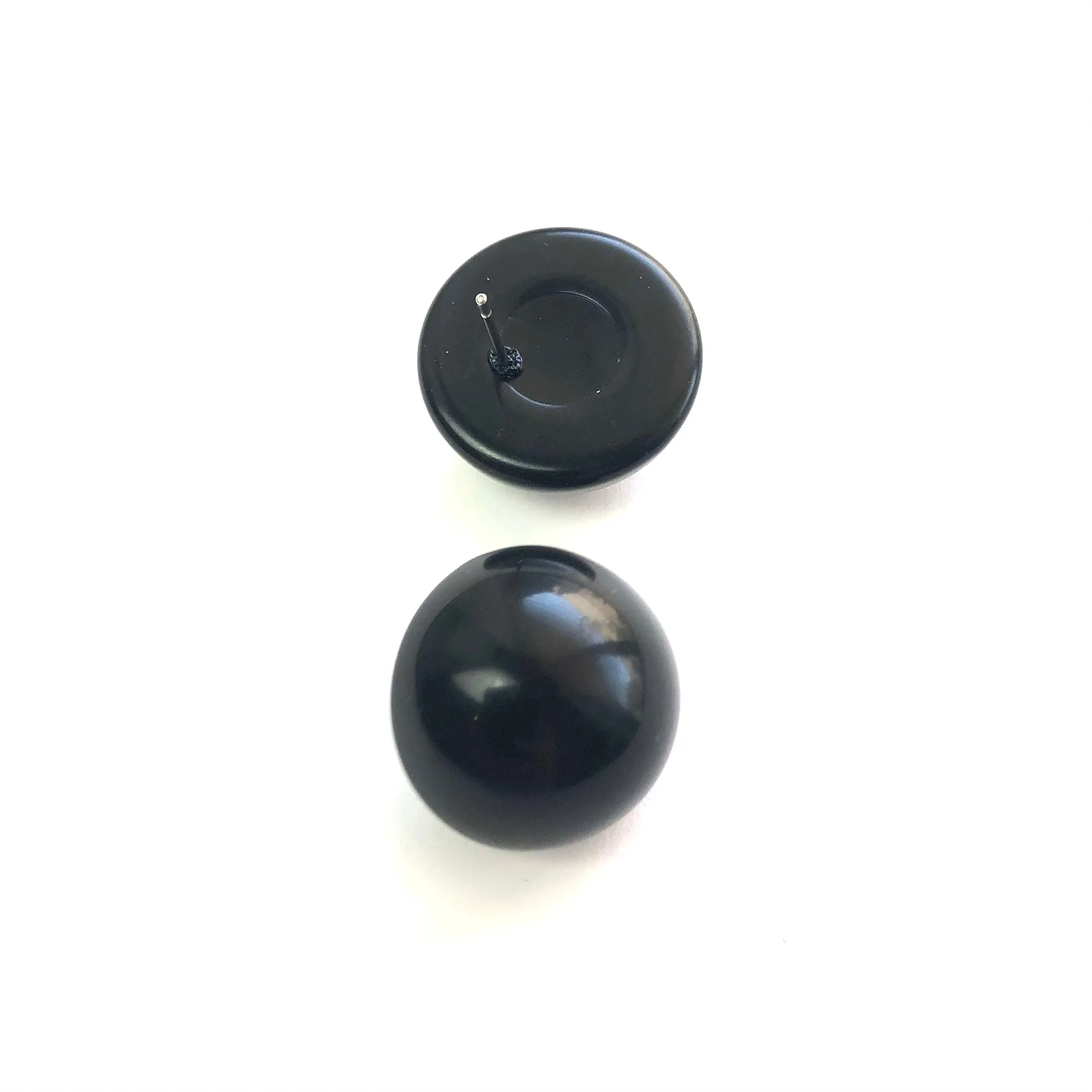 Black Chunky Retro Button Stud Earrings