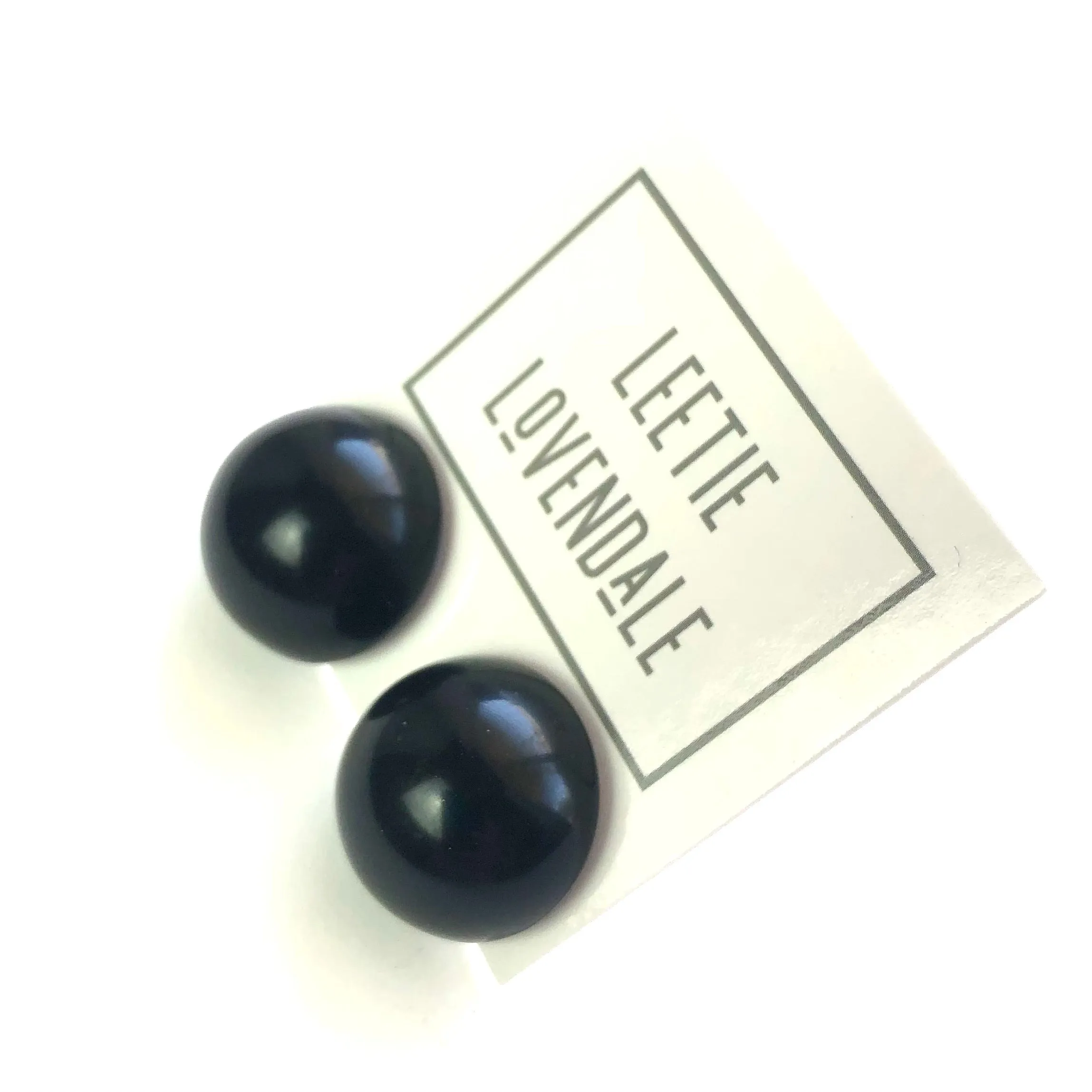 Black Chunky Retro Button Stud Earrings