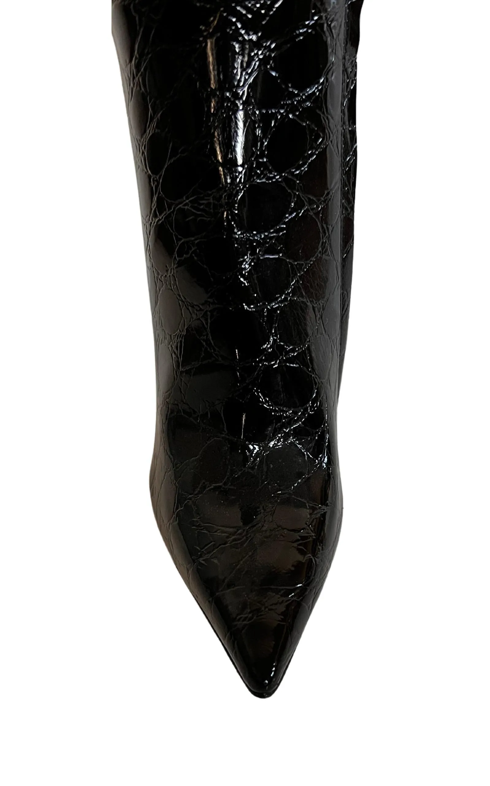 Black Crock Embossed Patent Leather Boots