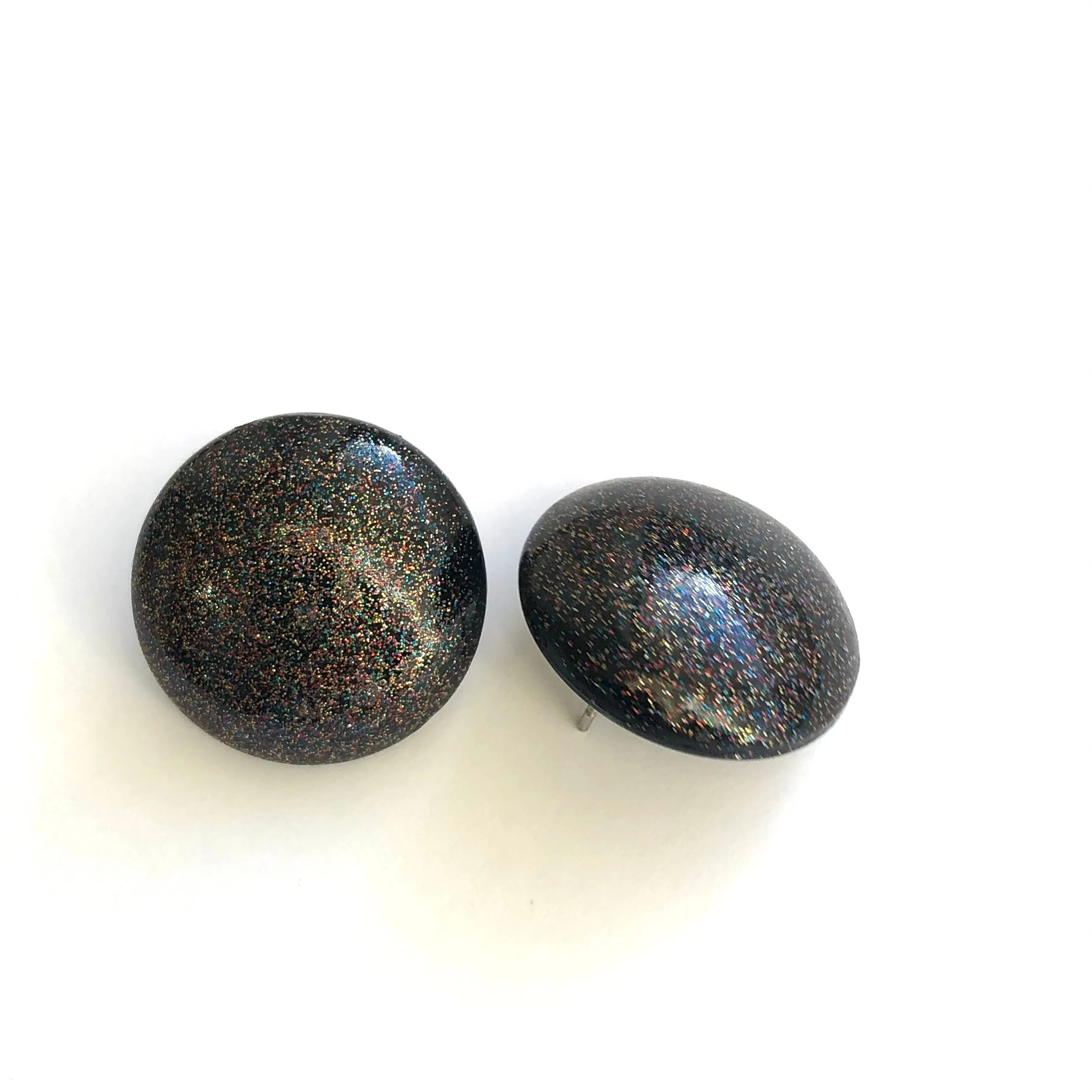 Black Galaxy Retro Button Stud Earrings