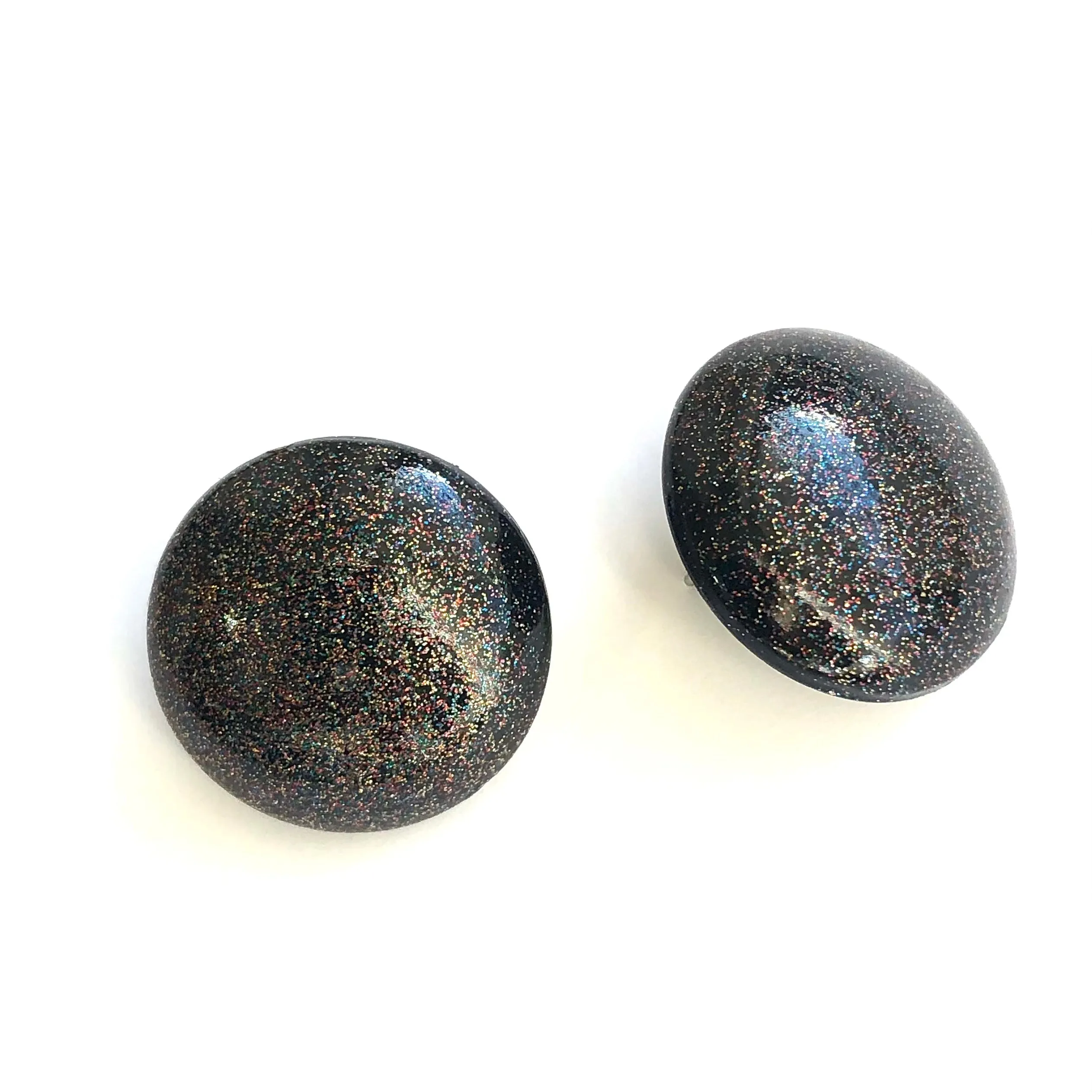 Black Galaxy Retro Button Stud Earrings