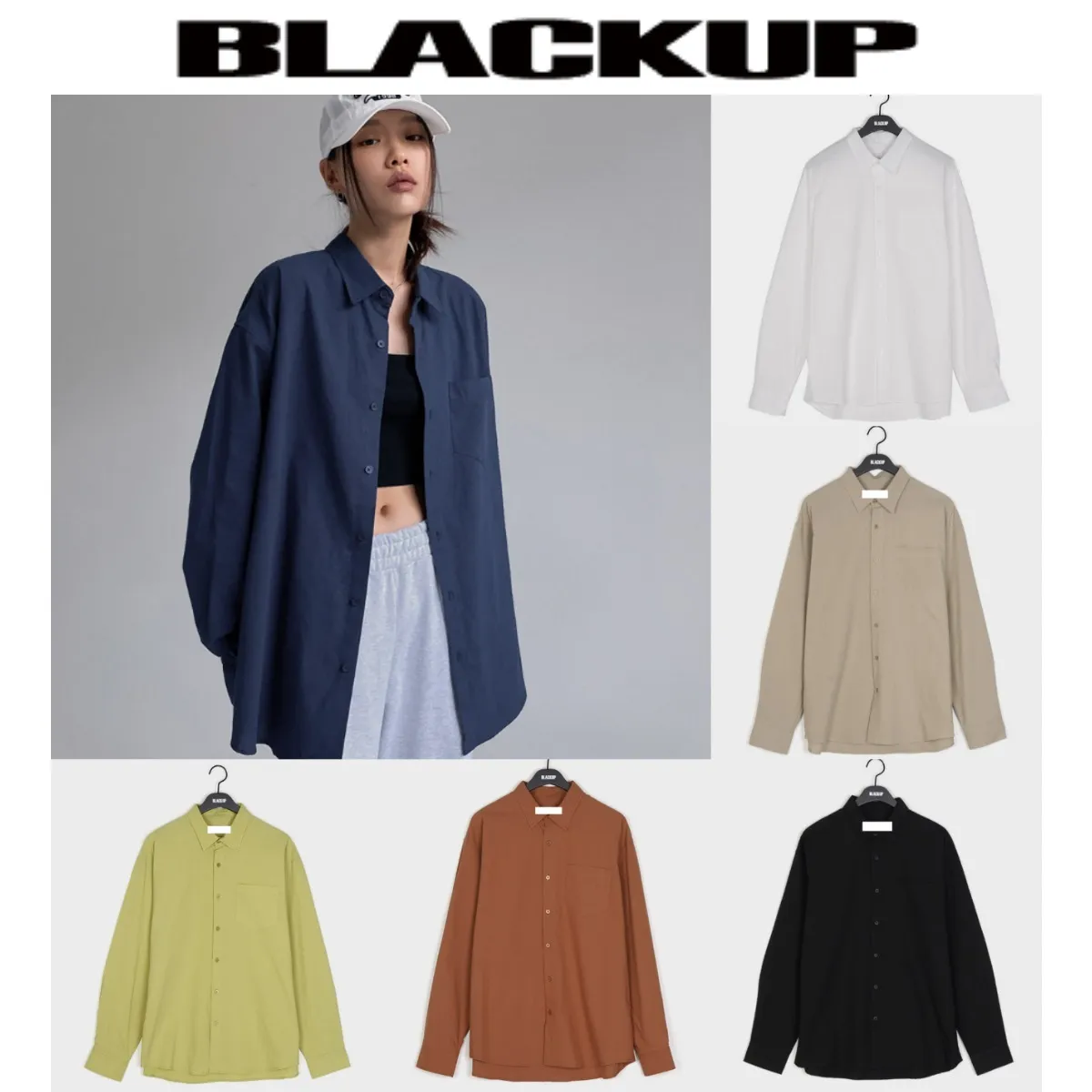 BLACKUP  |Street Style Plain Shirts & Blouses