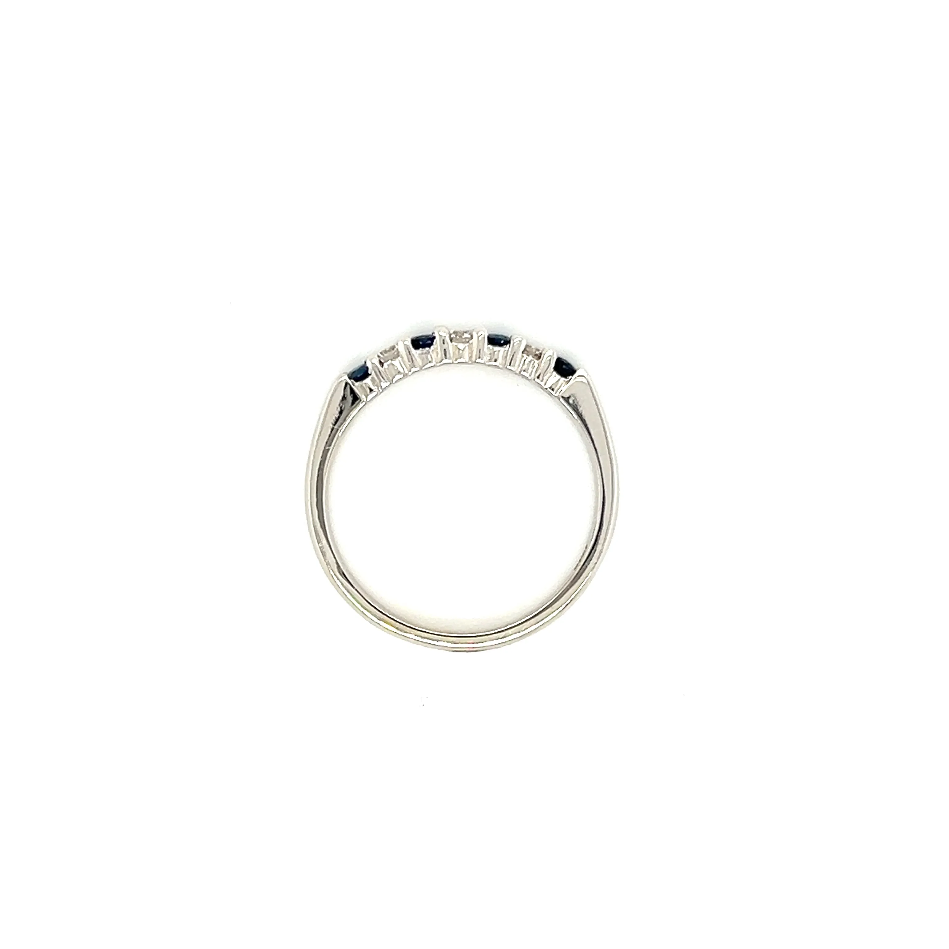 Blue Sapphire Ring with 0.12ctw of Diamonds in 14K White Gold