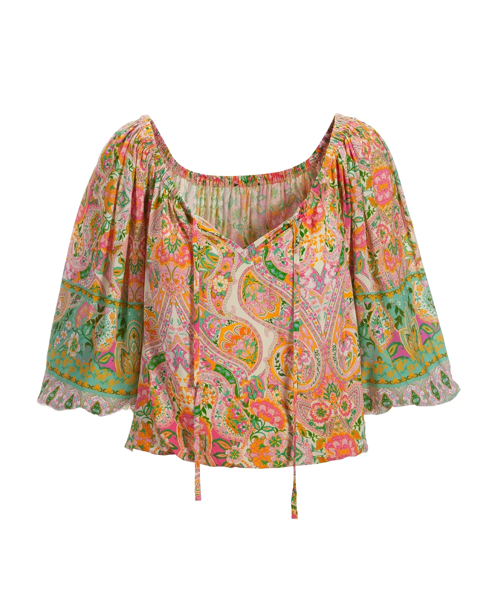 Boho Beach Club Print Blouson Blouse Multi