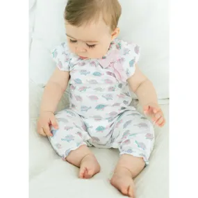 Bow Romper - Turtles on White  100% Pima Cotton