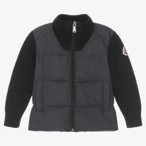 Boys Navy Blue Wool & Down Zip-Up Top