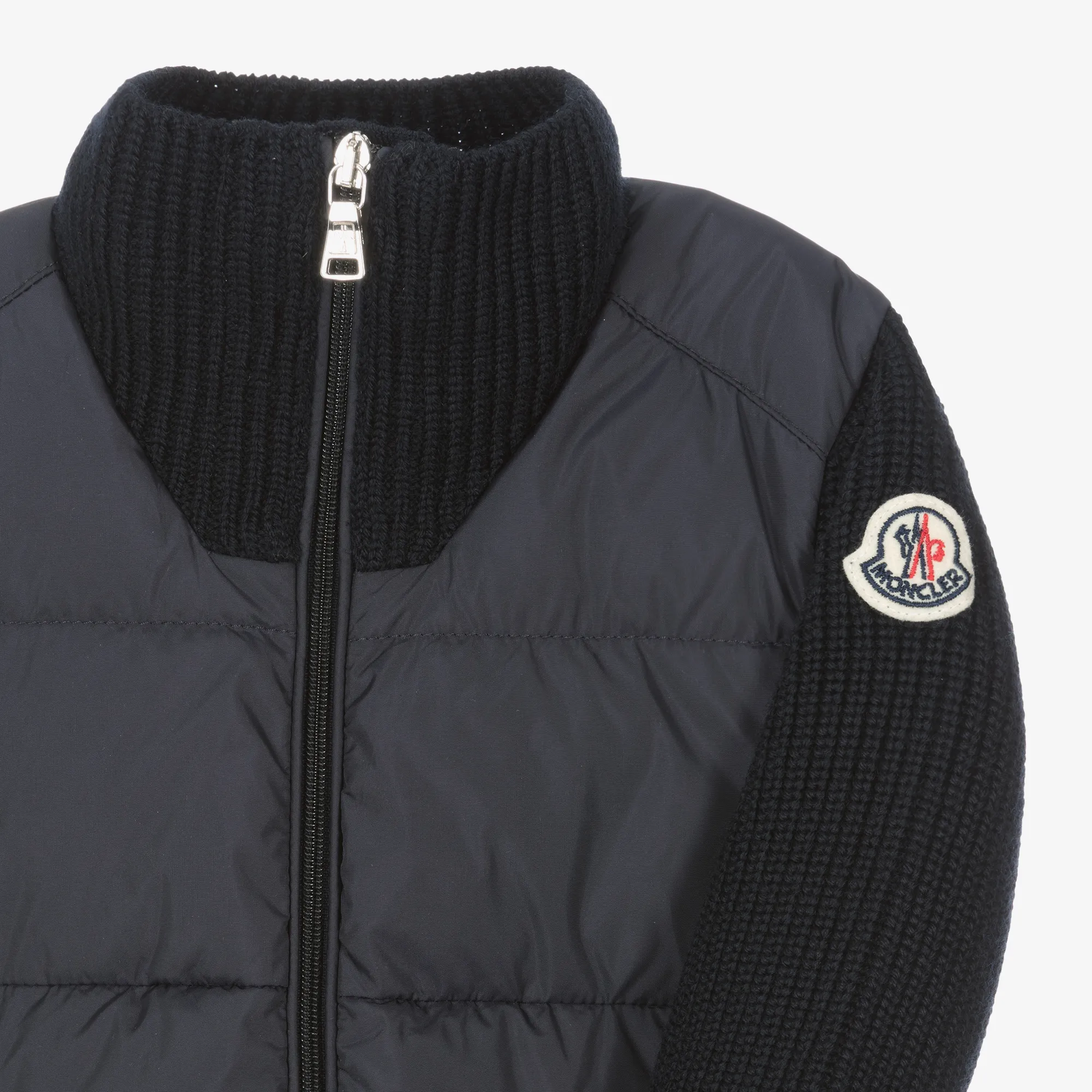 Boys Navy Blue Wool & Down Zip-Up Top