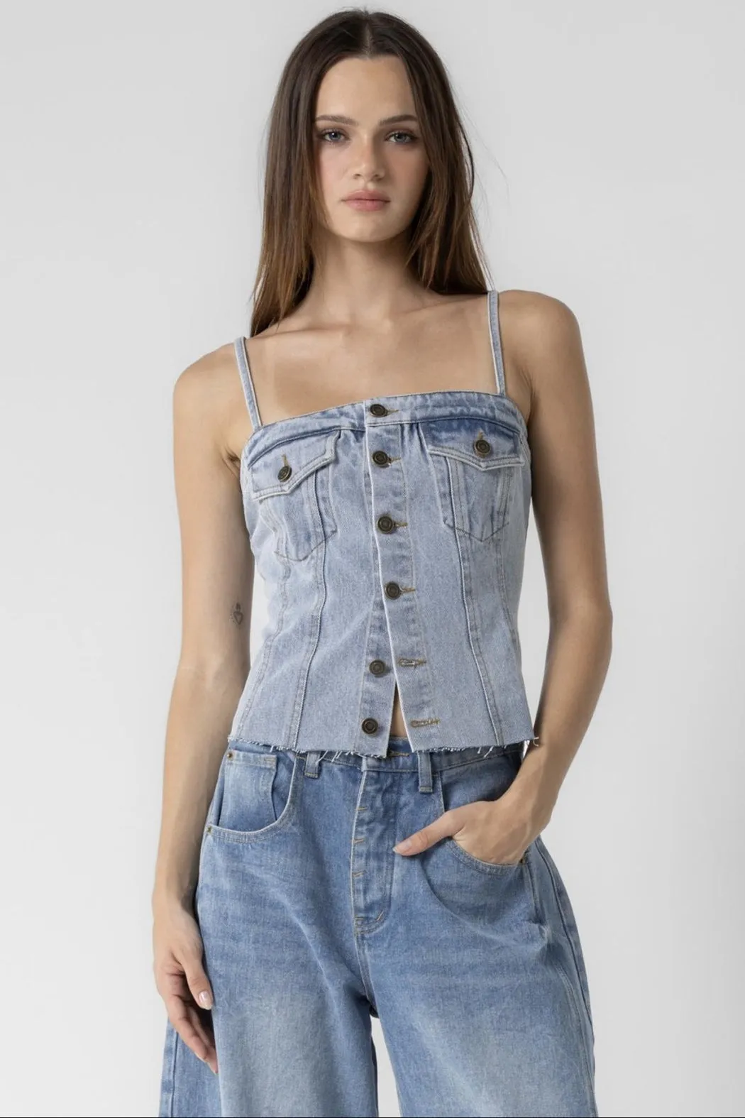 Button-Down Denim Top