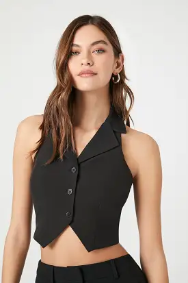 Button-Up Halter Crop Top