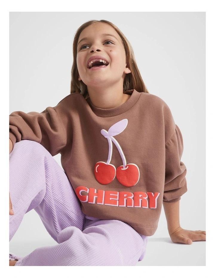 Cherry Sweat Top in Cocoa