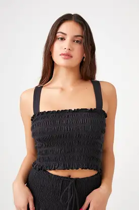 Cotton Smocked Crop Top