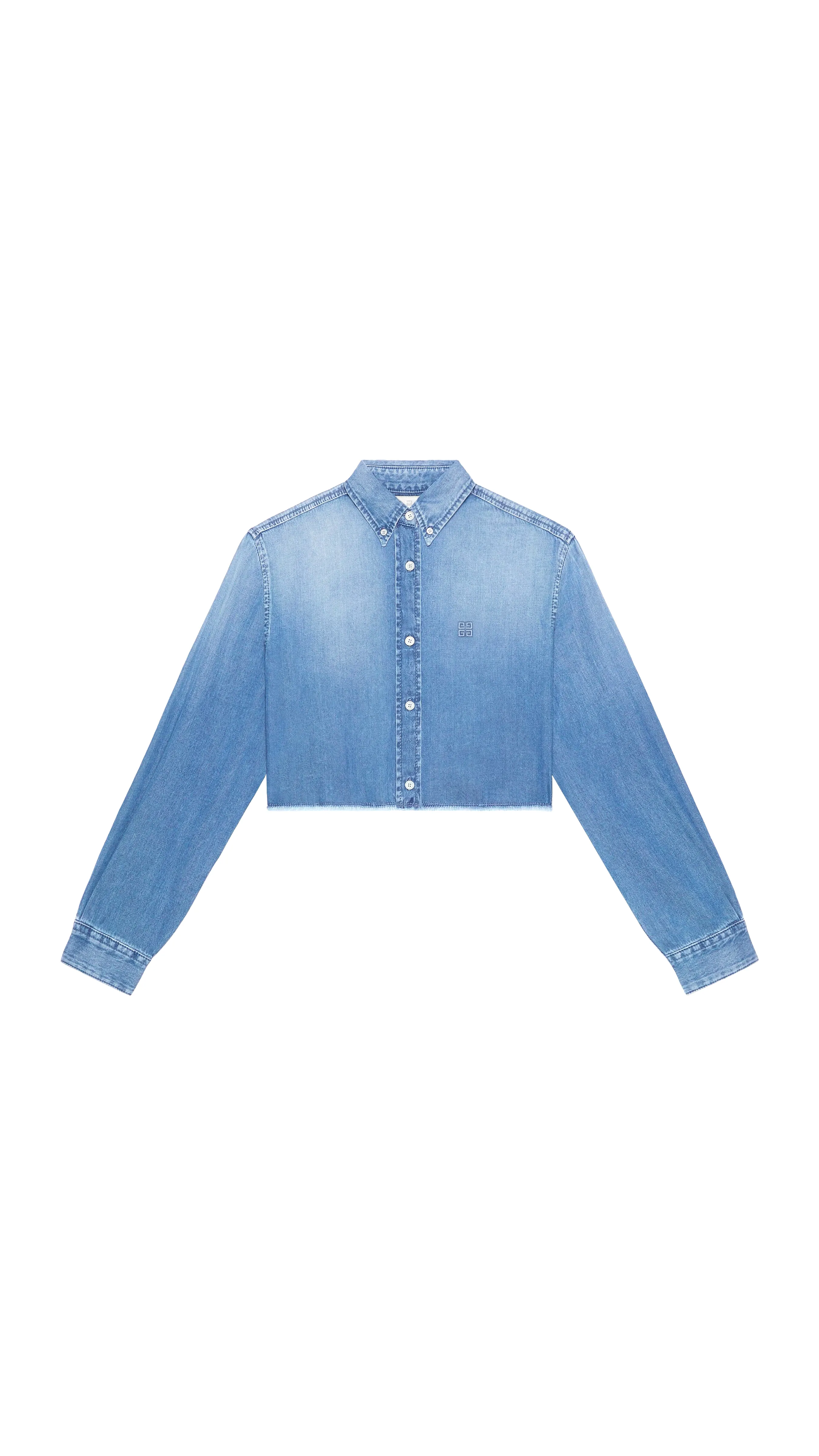 Cropped Shirt In Denim - Blue