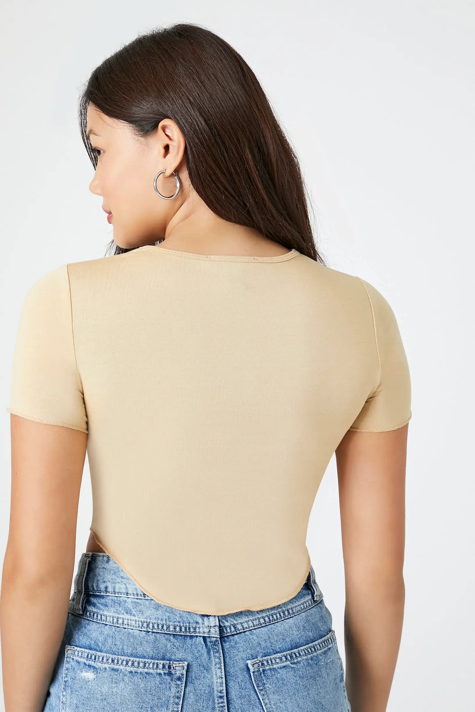 Curved-Hem Cropped Tee