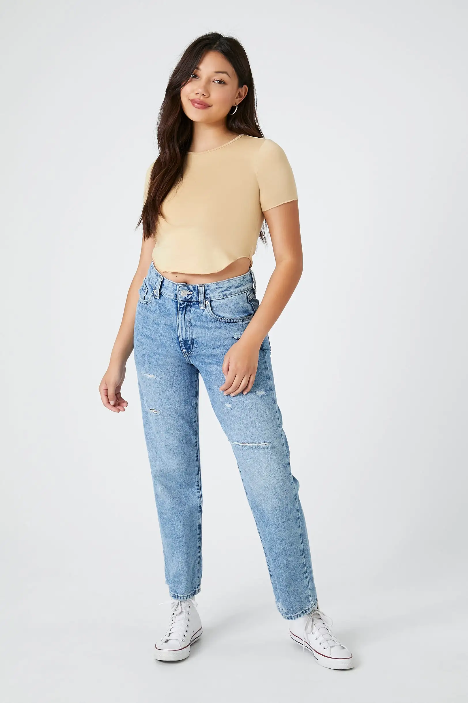 Curved-Hem Cropped Tee