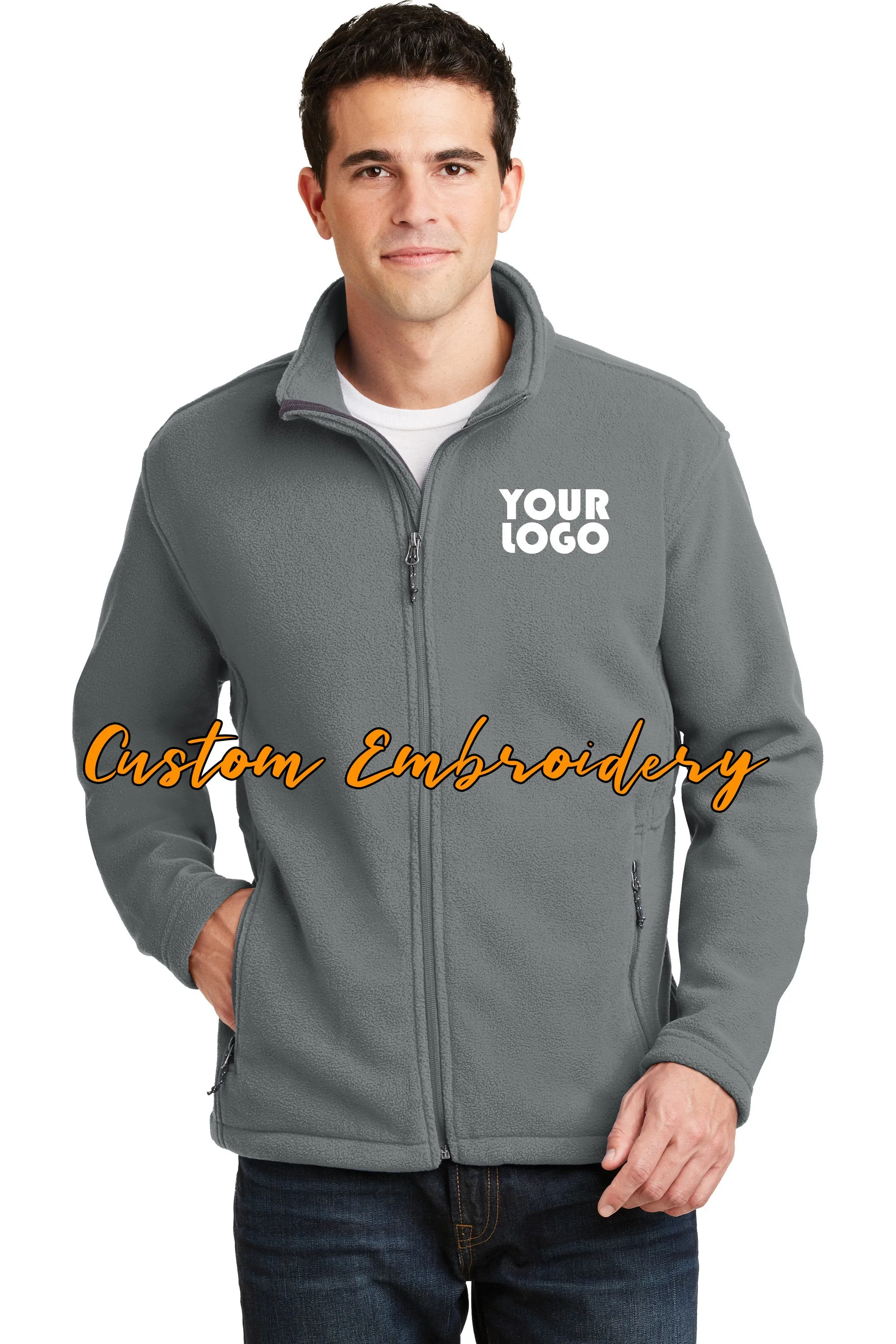 Custom Embroidered Men's Fleece Jacket - Midweight Fleece for everyday wear - Personalized Jacket - 4in by 4in Embroidery Includ