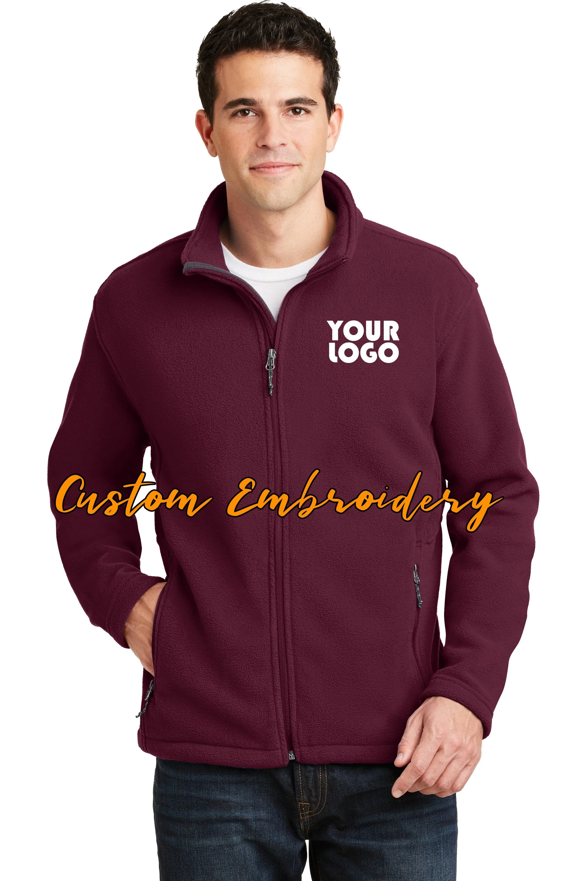 Custom Embroidered Men's Fleece Jacket - Midweight Fleece for everyday wear - Personalized Jacket - 4in by 4in Embroidery Includ