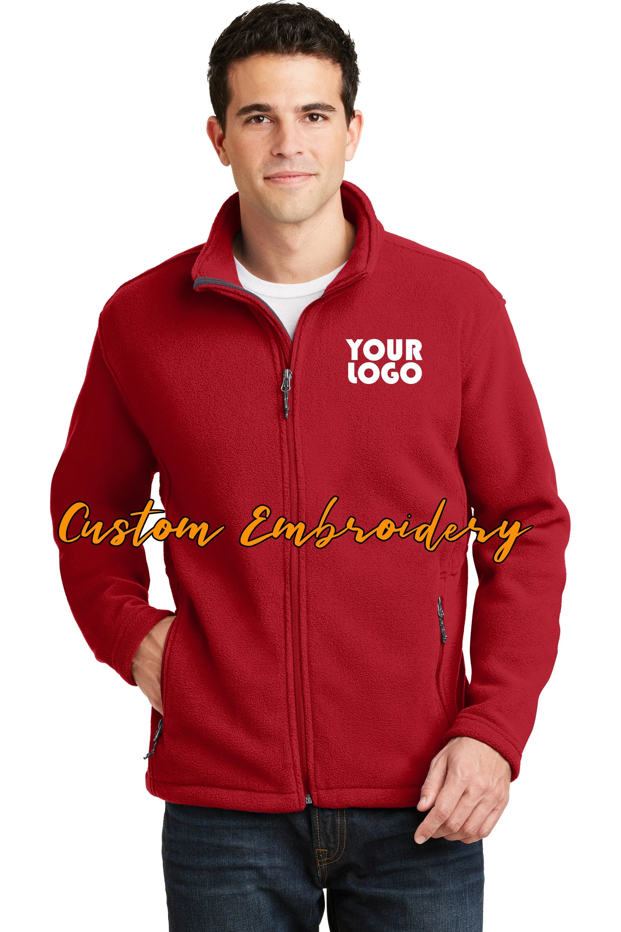 Custom Embroidered Men's Fleece Jacket - Midweight Fleece for everyday wear - Personalized Jacket - 4in by 4in Embroidery Includ