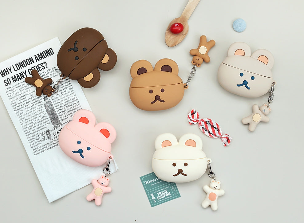 Cute Bear Characters Airpod3 Cases Headset Headphone Accessories Silicone Keyring Accessory Protect Apple Charger