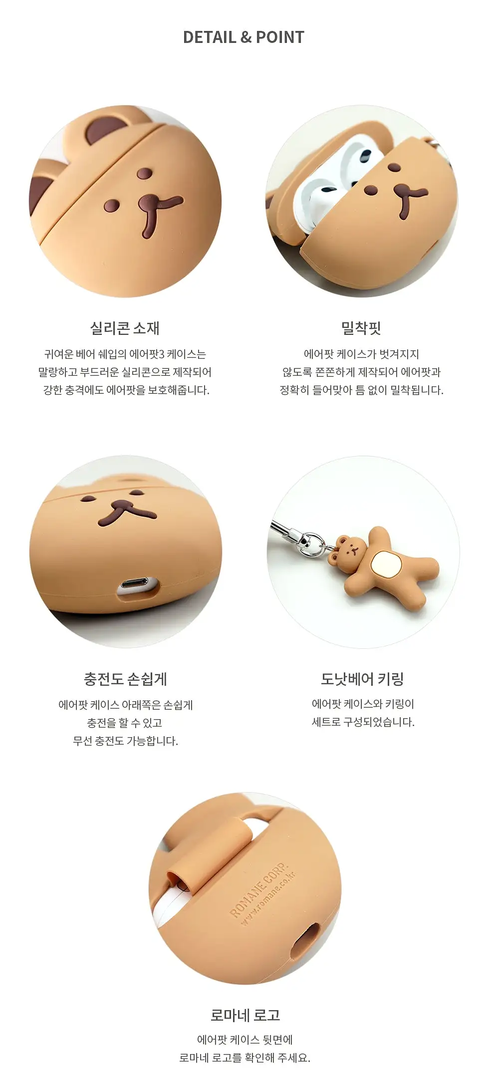 Cute Bear Characters Airpod3 Cases Headset Headphone Accessories Silicone Keyring Accessory Protect Apple Charger