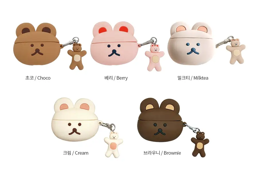 Cute Bear Characters Airpod3 Cases Headset Headphone Accessories Silicone Keyring Accessory Protect Apple Charger