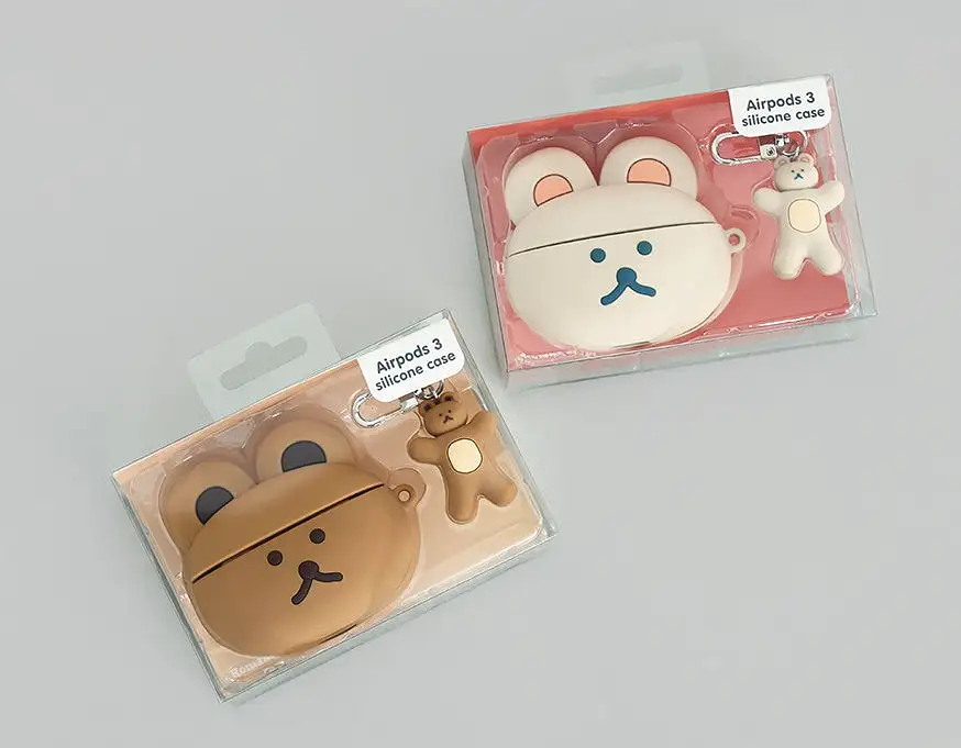 Cute Bear Characters Airpod3 Cases Headset Headphone Accessories Silicone Keyring Accessory Protect Apple Charger