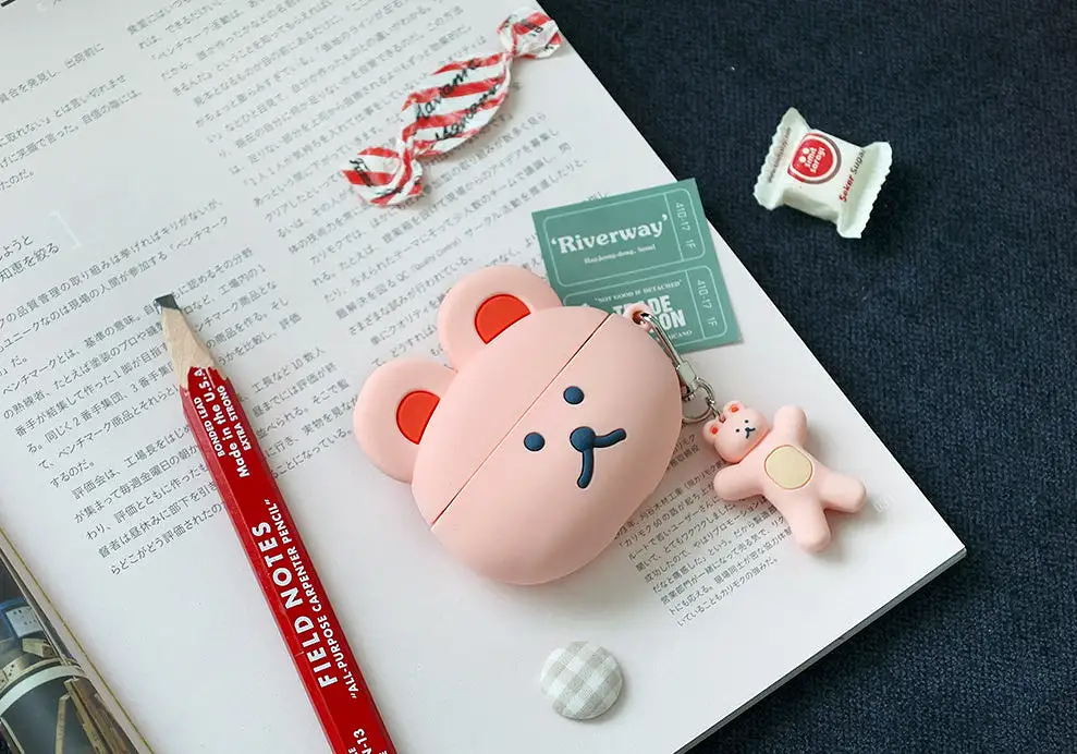 Cute Bear Characters Airpod3 Cases Headset Headphone Accessories Silicone Keyring Accessory Protect Apple Charger