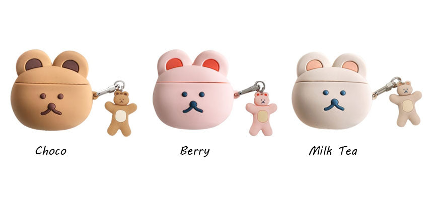 Cute Bear Characters Airpods Cases Accessory Silicone Keyring Protect Apple Charger Accessories