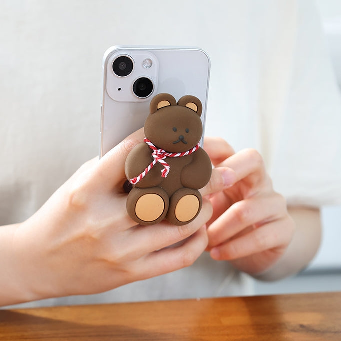 Cute Bear Griptok Cellphone Holder Tablet Stand soft Silicone 3 Step