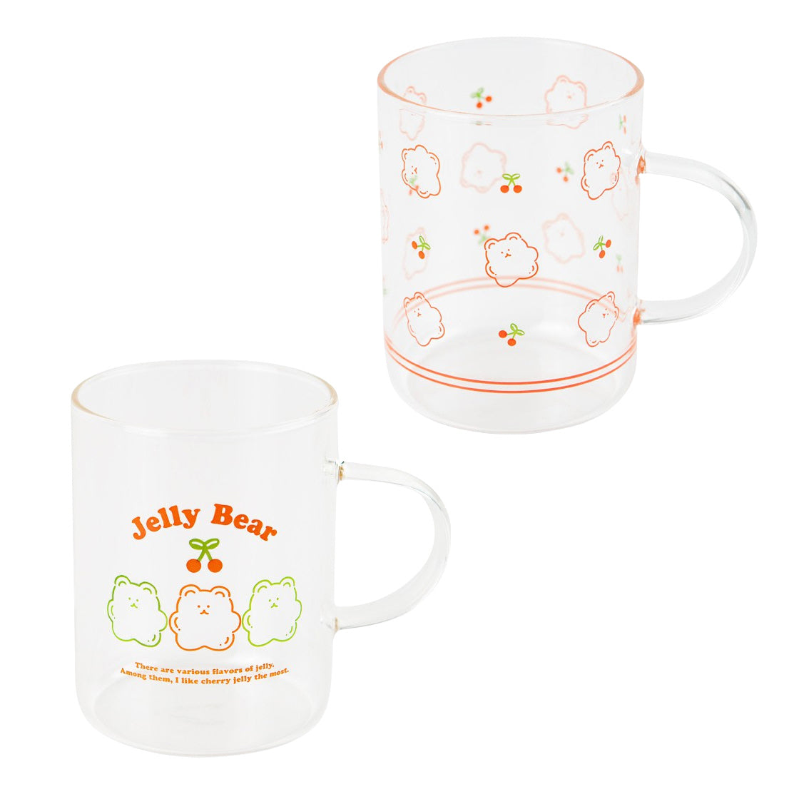 Cute Jelly Bear illlust Graphic Clear Mugs Glasses Printed Cups 300ml Gifts Kitchen Dinnerware Cold Hot Milk Coffee Yogurt